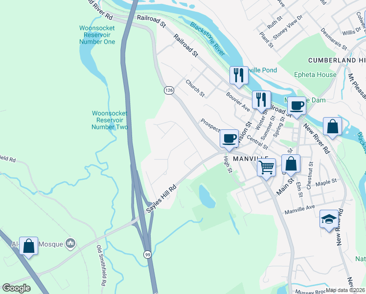 map of restaurants, bars, coffee shops, grocery stores, and more near 9 Laporte Avenue in Lincoln