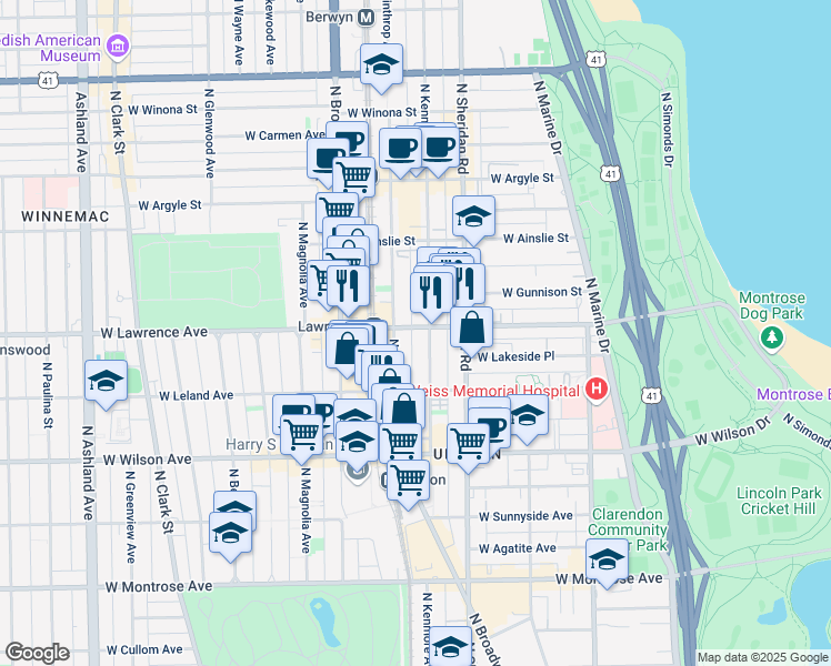 map of restaurants, bars, coffee shops, grocery stores, and more near in Chicago