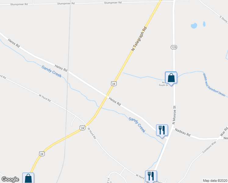 map of restaurants, bars, coffee shops, grocery stores, and more near 6366 North Telegraph Road in Monroe