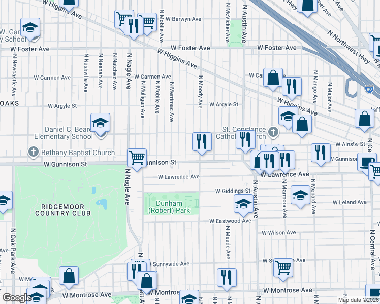 map of restaurants, bars, coffee shops, grocery stores, and more near in Chicago
