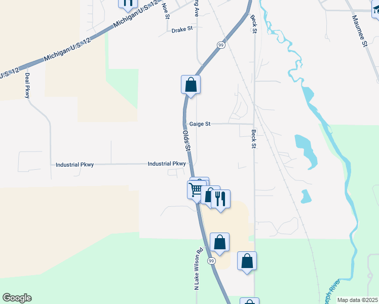 map of restaurants, bars, coffee shops, grocery stores, and more near 461 Olds Street in Jonesville