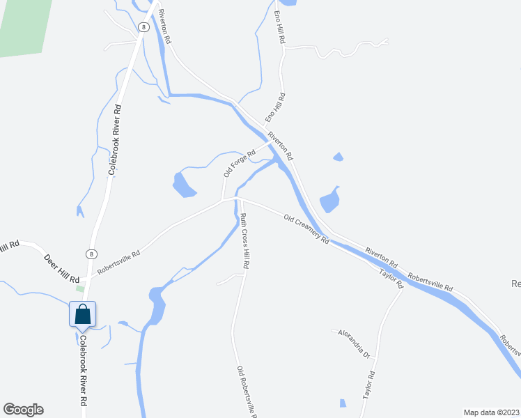 map of restaurants, bars, coffee shops, grocery stores, and more near 16 Old Creamery Road in Colebrook