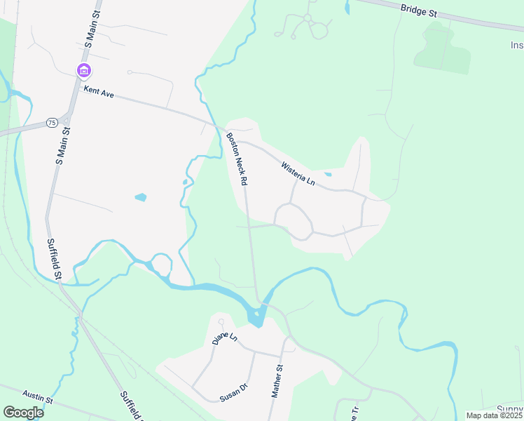 map of restaurants, bars, coffee shops, grocery stores, and more near 38 Stony Brook Drive in Suffield