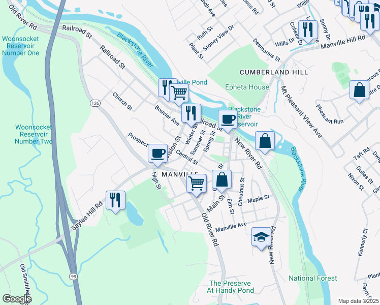 map of restaurants, bars, coffee shops, grocery stores, and more near in Lincoln