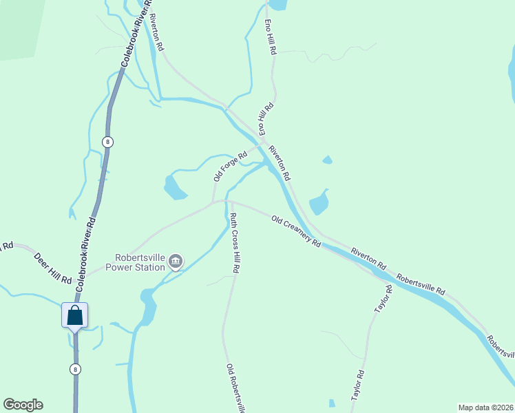 map of restaurants, bars, coffee shops, grocery stores, and more near 16 Old Creamery Road in Colebrook