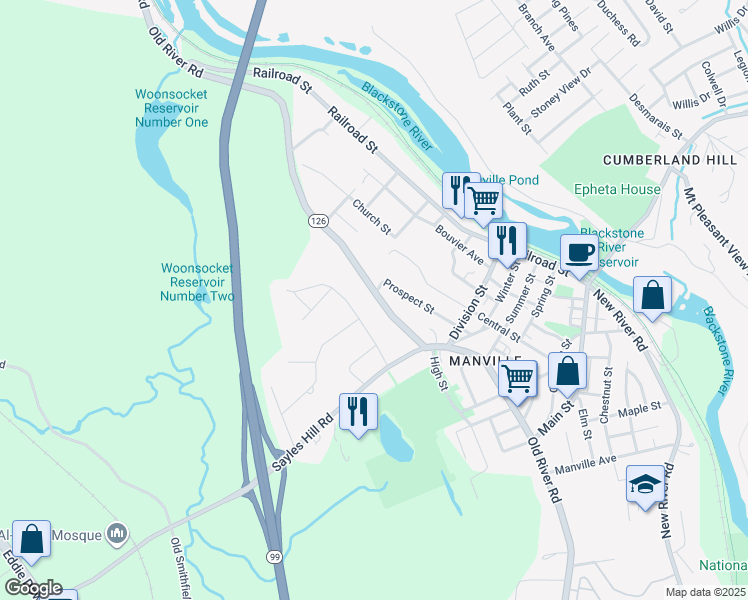 map of restaurants, bars, coffee shops, grocery stores, and more near 398 Old River Road in Lincoln