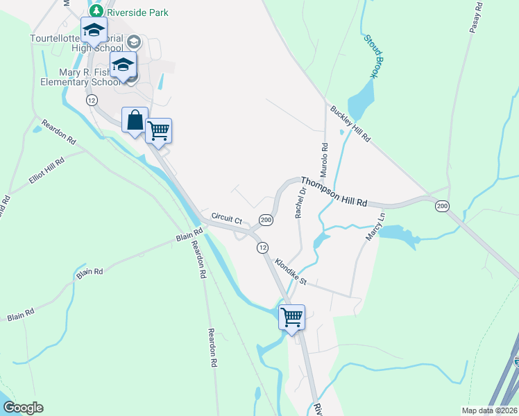 map of restaurants, bars, coffee shops, grocery stores, and more near 8 Whittemore Road in Thompson