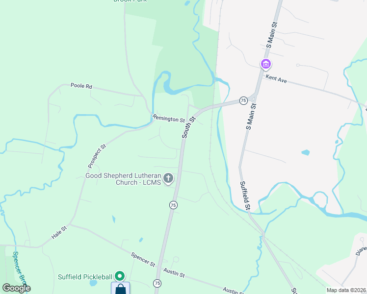 map of restaurants, bars, coffee shops, grocery stores, and more near 510 South Street in Suffield