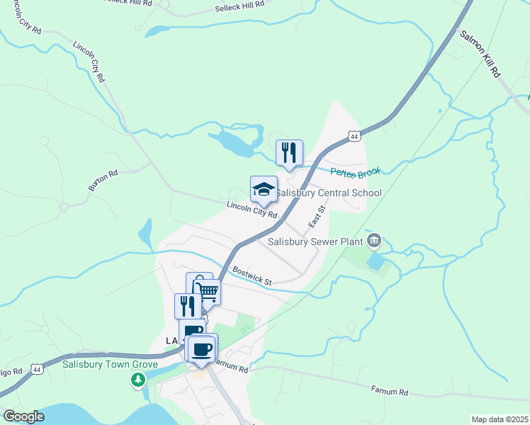 map of restaurants, bars, coffee shops, grocery stores, and more near 45 Lincoln City Road in Salisbury