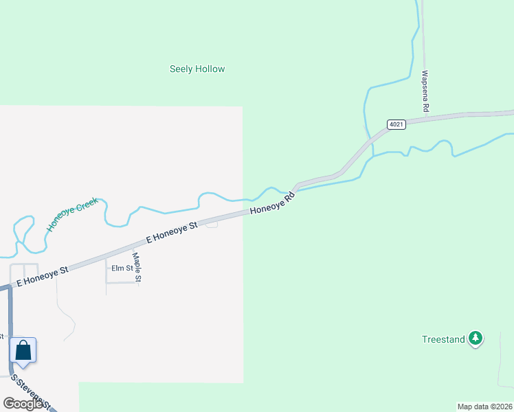 map of restaurants, bars, coffee shops, grocery stores, and more near 1327 Honeoye Road in Shinglehouse