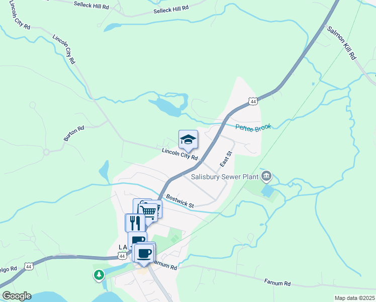 map of restaurants, bars, coffee shops, grocery stores, and more near 45 Lincoln City Road in Salisbury