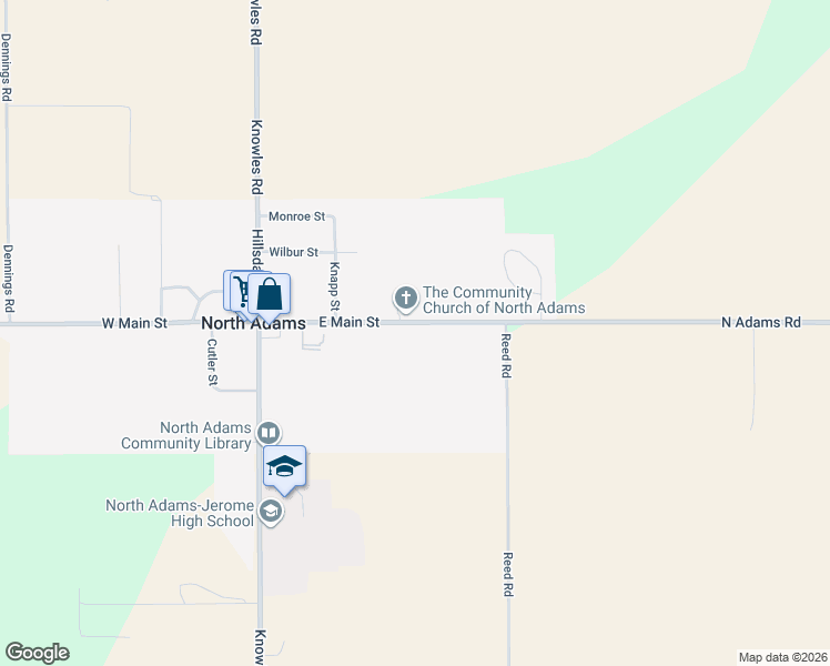 map of restaurants, bars, coffee shops, grocery stores, and more near 235 East Main Street in North Adams
