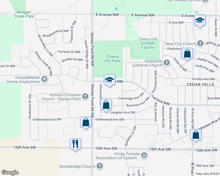 map of restaurants, bars, coffee shops, grocery stores, and more near 6225 1st Avenue Southwest in Cedar Rapids