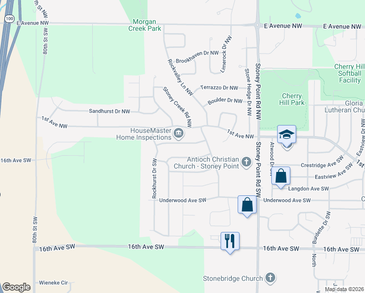 map of restaurants, bars, coffee shops, grocery stores, and more near 7002 Rockingham Dr SW in Cedar Rapids
