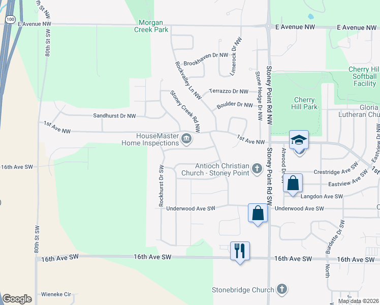 map of restaurants, bars, coffee shops, grocery stores, and more near 7002 Rockingham Dr SW in Cedar Rapids
