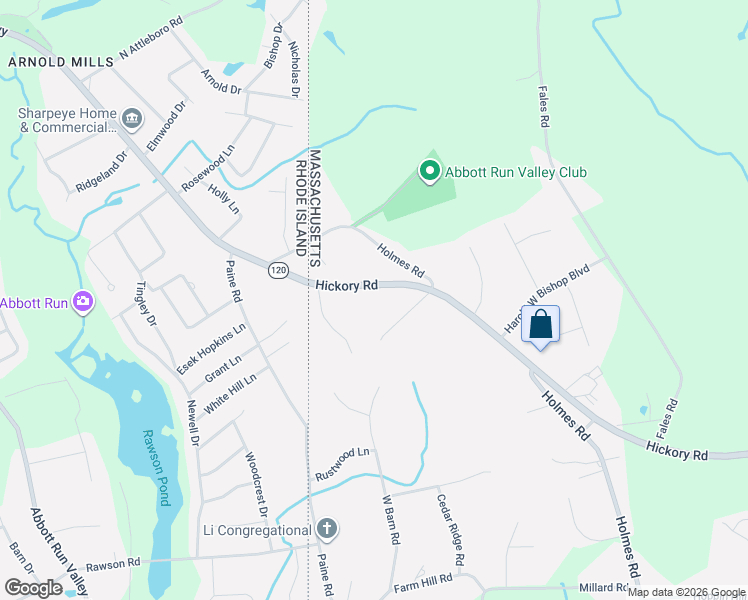 map of restaurants, bars, coffee shops, grocery stores, and more near 670 Hickory Rd in North Attleborough