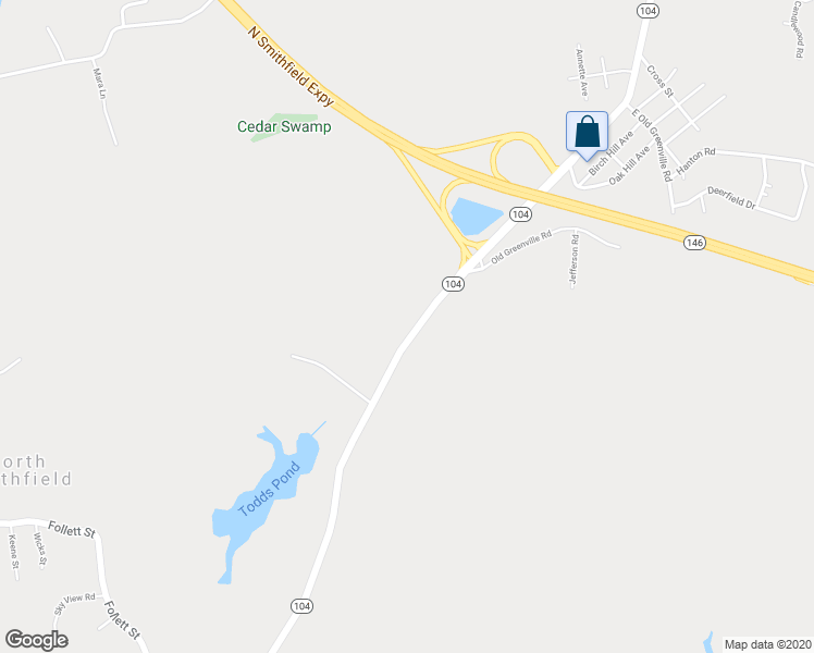 map of restaurants, bars, coffee shops, grocery stores, and more near 199 Greenville Road in North Smithfield