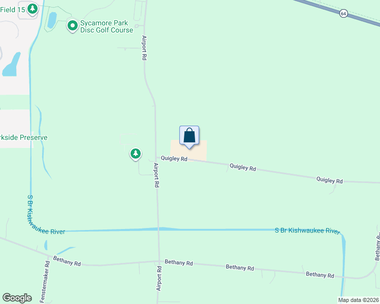 map of restaurants, bars, coffee shops, grocery stores, and more near 15165 Quigley Road in Sycamore