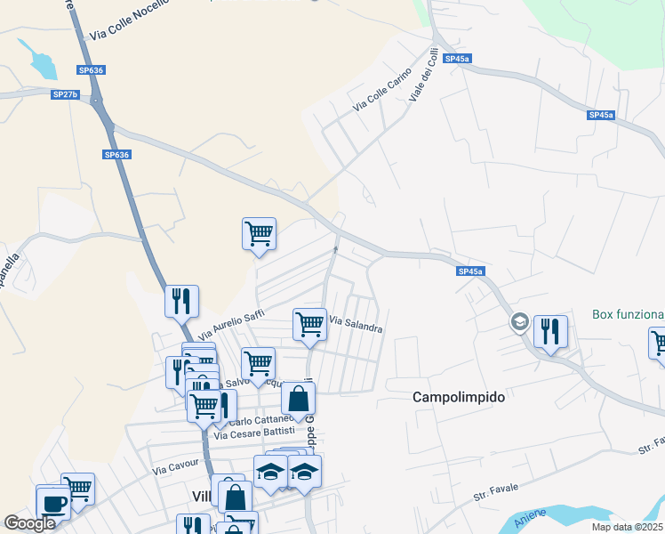 map of restaurants, bars, coffee shops, grocery stores, and more near 19-23 Via Giuseppe Garibaldi in Guidonia