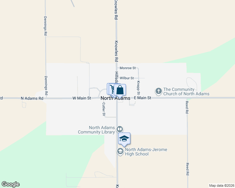 map of restaurants, bars, coffee shops, grocery stores, and more near 111 Hillsdale Street in North Adams