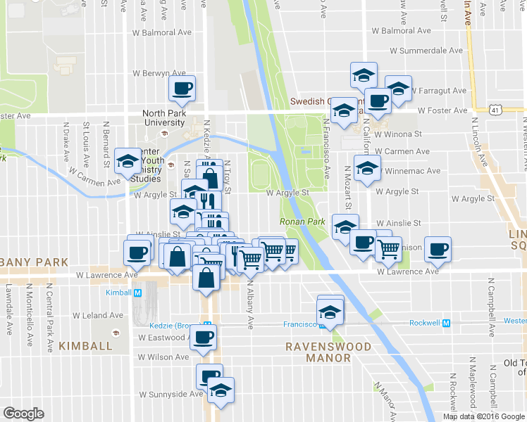 map of restaurants, bars, coffee shops, grocery stores, and more near in Chicago