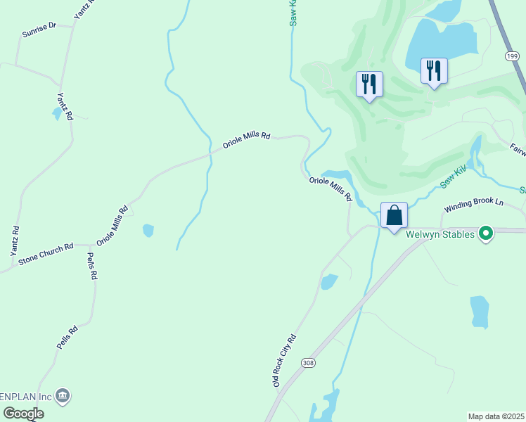 map of restaurants, bars, coffee shops, grocery stores, and more near 210 Oriole Mills Road in Rhinebeck