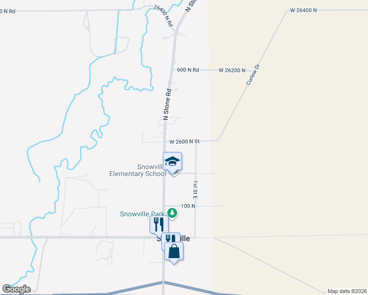 map of restaurants, bars, coffee shops, grocery stores, and more near 285 North 100 East in Snowville