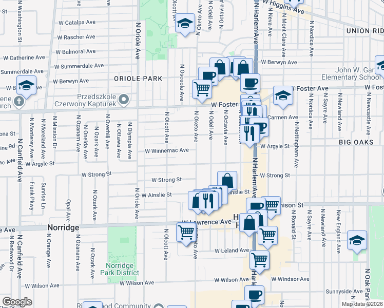 map of restaurants, bars, coffee shops, grocery stores, and more near in Cook County