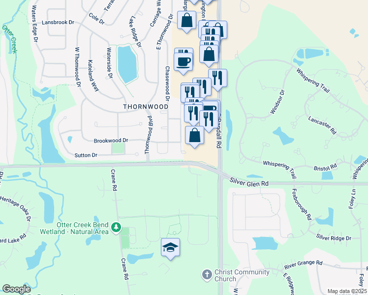 map of restaurants, bars, coffee shops, grocery stores, and more near 901 Sunrise Drive in South Elgin