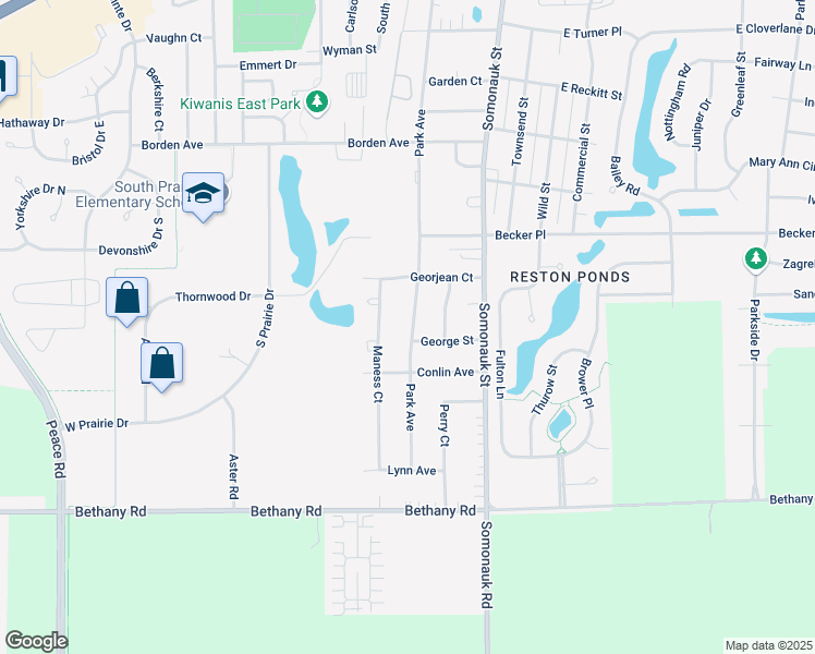 map of restaurants, bars, coffee shops, grocery stores, and more near 1637 Park Avenue in Sycamore