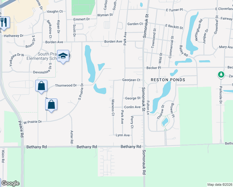 map of restaurants, bars, coffee shops, grocery stores, and more near 1637 Park Avenue in Sycamore
