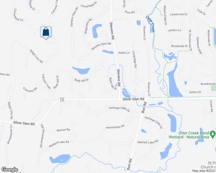 map of restaurants, bars, coffee shops, grocery stores, and more near 38W280 Chickasaw Court in St. Charles