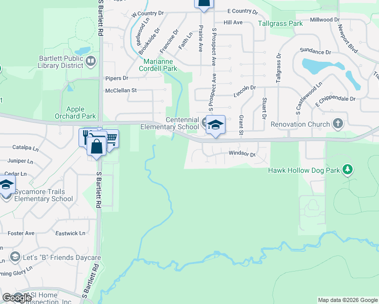 map of restaurants, bars, coffee shops, grocery stores, and more near 209 Buckingham Drive in Bartlett