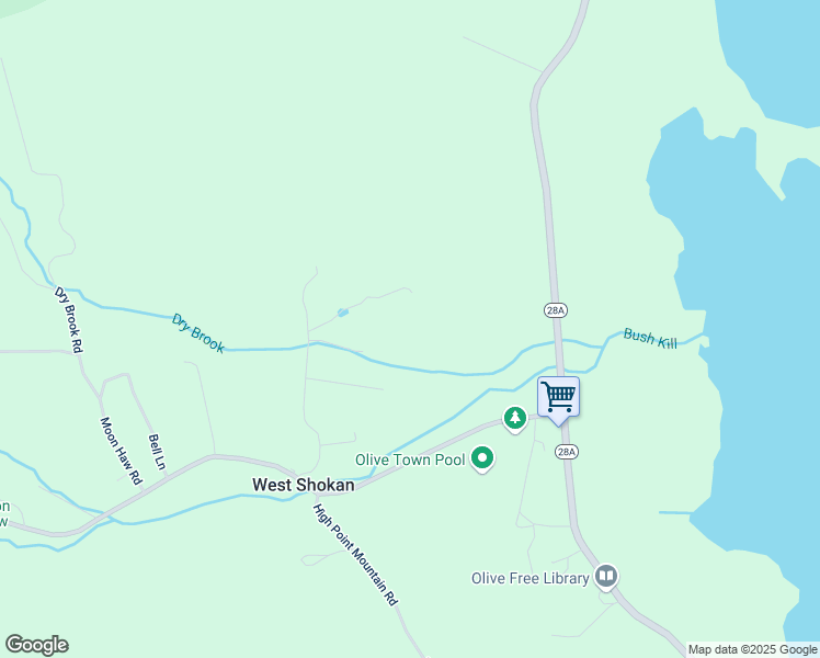 map of restaurants, bars, coffee shops, grocery stores, and more near 82 Burgher Road in West Shokan