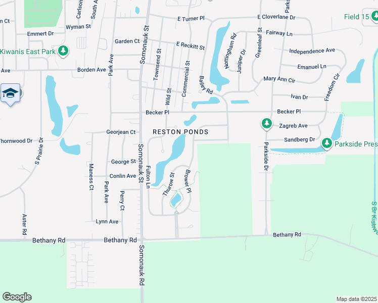 map of restaurants, bars, coffee shops, grocery stores, and more near 1631 Brower Place in Sycamore