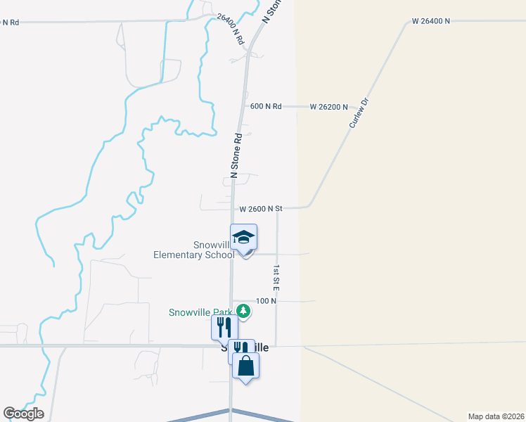 map of restaurants, bars, coffee shops, grocery stores, and more near 285 North 100 East in Snowville