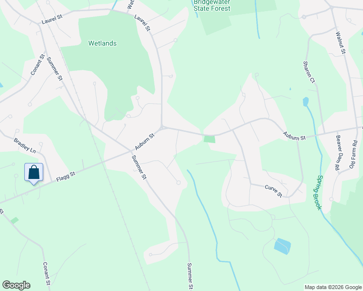 map of restaurants, bars, coffee shops, grocery stores, and more near 169 Auburn Street in Bridgewater