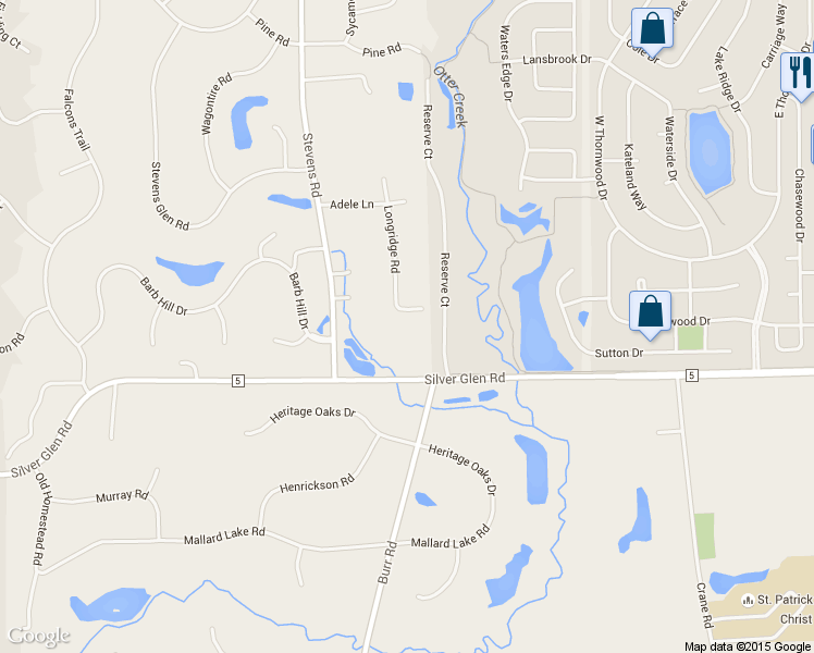 map of restaurants, bars, coffee shops, grocery stores, and more near 38W041 Sidney Court in St. Charles