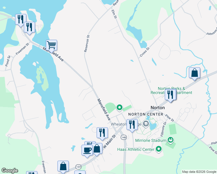 map of restaurants, bars, coffee shops, grocery stores, and more near 6 State Highway 140 in Norton