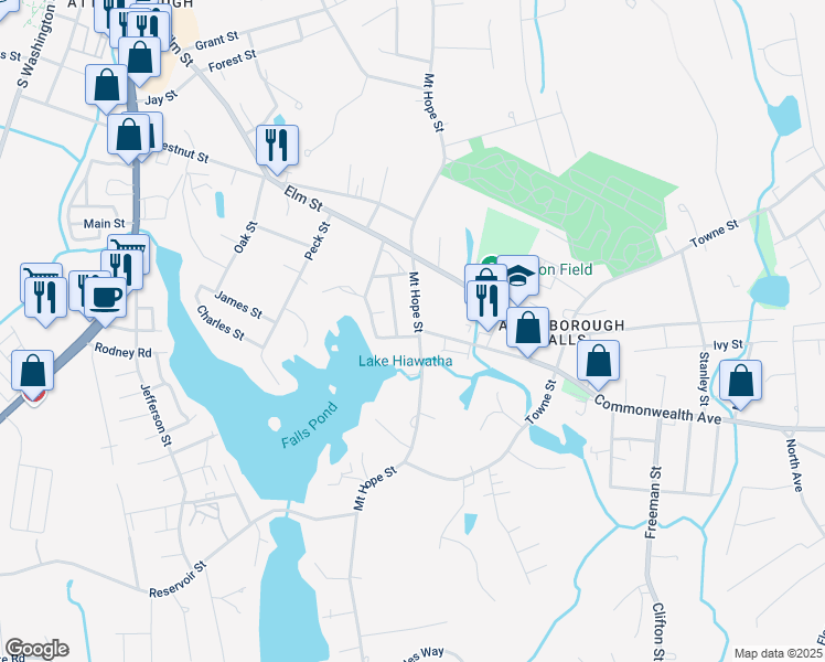 map of restaurants, bars, coffee shops, grocery stores, and more near 426 Mount Hope Street in North Attleborough
