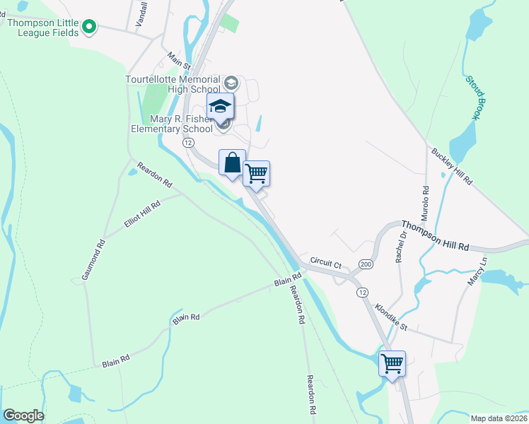 map of restaurants, bars, coffee shops, grocery stores, and more near 682 Riverside Drive in Thompson