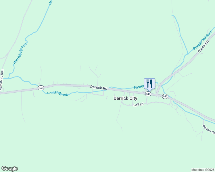 map of restaurants, bars, coffee shops, grocery stores, and more near 485 Derrick Road in Derrick City