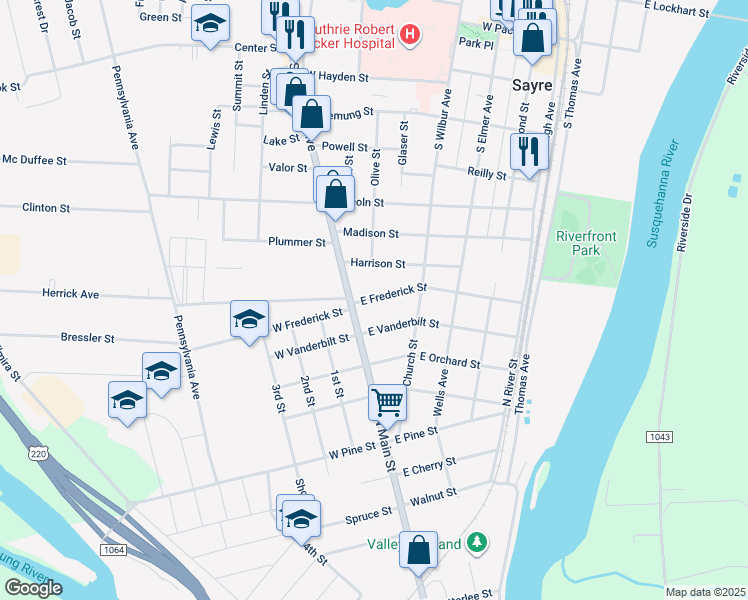 map of restaurants, bars, coffee shops, grocery stores, and more near 101-199 East Vanderbilt Street in Athens