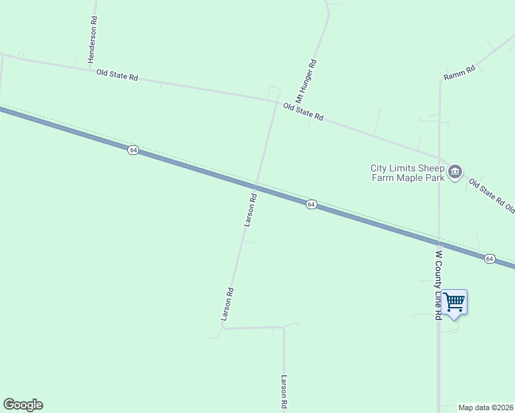 map of restaurants, bars, coffee shops, grocery stores, and more near 23462 Larson Road in Sycamore