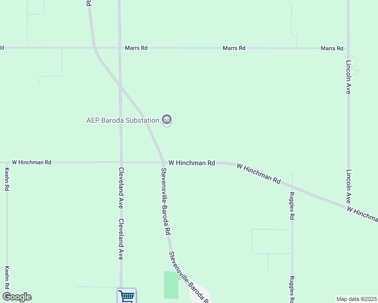 map of restaurants, bars, coffee shops, grocery stores, and more near 1453 West Hinchman Road in Baroda