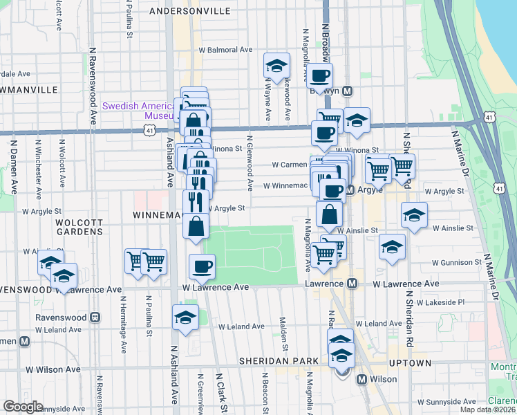 map of restaurants, bars, coffee shops, grocery stores, and more near in Chicago