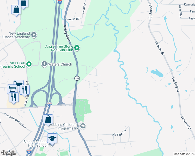 map of restaurants, bars, coffee shops, grocery stores, and more near 41 Sully Lane in Attleboro