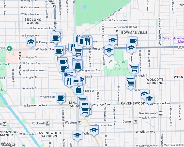 map of restaurants, bars, coffee shops, grocery stores, and more near in Chicago