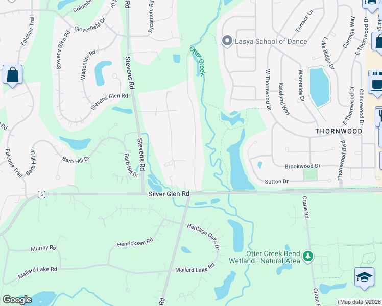 map of restaurants, bars, coffee shops, grocery stores, and more near 801 Reserve Court in South Elgin