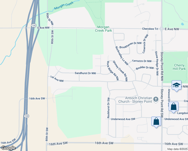 map of restaurants, bars, coffee shops, grocery stores, and more near 7404 Sandhurst Drive Northwest in Cedar Rapids